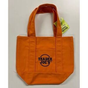 Trader Joe's Orange Canvas Halloween Tote Bag Small Reusable Grocery Shopping